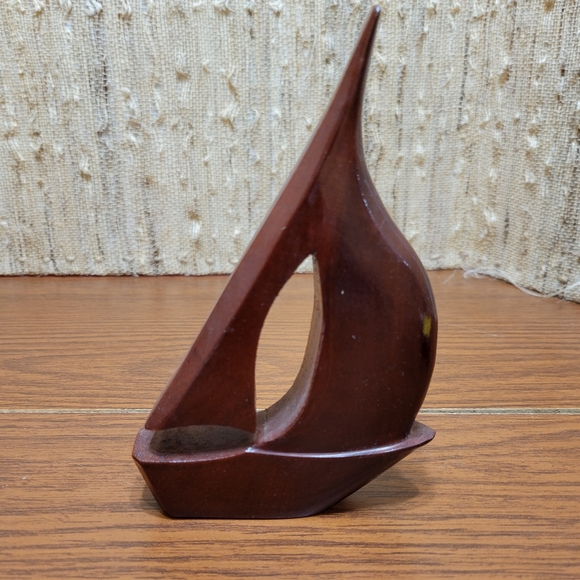 Medford Mahogany Creations Barbados Carved wooden art Sailboat - Picture 5 of 5
